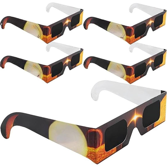 Solar 5 Pack Premium Eclipse Glasses, AAS Approved 2024 Solar Glasses, CE and ISO Certified, HD Film, Crisp Solar Image