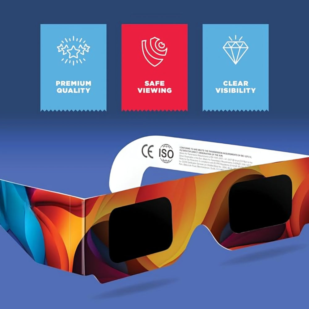 Solar Eclipse Glasses AAS Approved 2024 (5 pack) CE and ISO Certified Safe Shades for Direct Sun Viewing