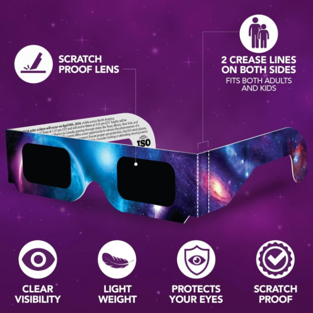 Solar Eclipse Glasses AAS Approved 2024, (5-Pack) CE/ISO Certified Solar Eclipse Viewing Glasses, Bonus Smartphone Photo Filter