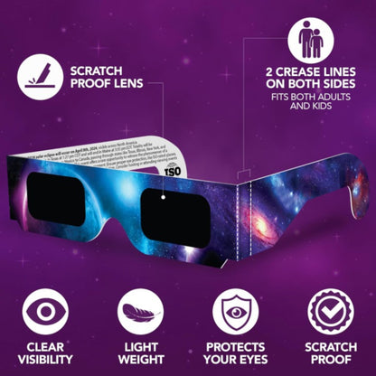 Solar Eclipse Glasses AAS Approved 2024, (5-Pack) CE/ISO Certified Solar Eclipse Viewing Glasses, Bonus Smartphone Photo Filter