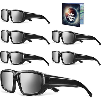 Solar Eclipse Glasses Plastic AAS Approved 2024 (6 Pack) CE and ISO Certified Safe Shades for Direct Sun Viewing