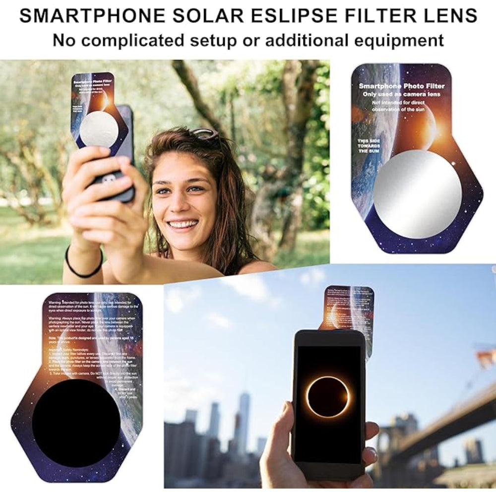 Solar Eclipse Glasses Approved 2024, ISO & CE Certified Eclipse Glasses 10 Pack + 2 Smartphone Photo Filter Lens, Safe Shades for Direct Sun Viewing