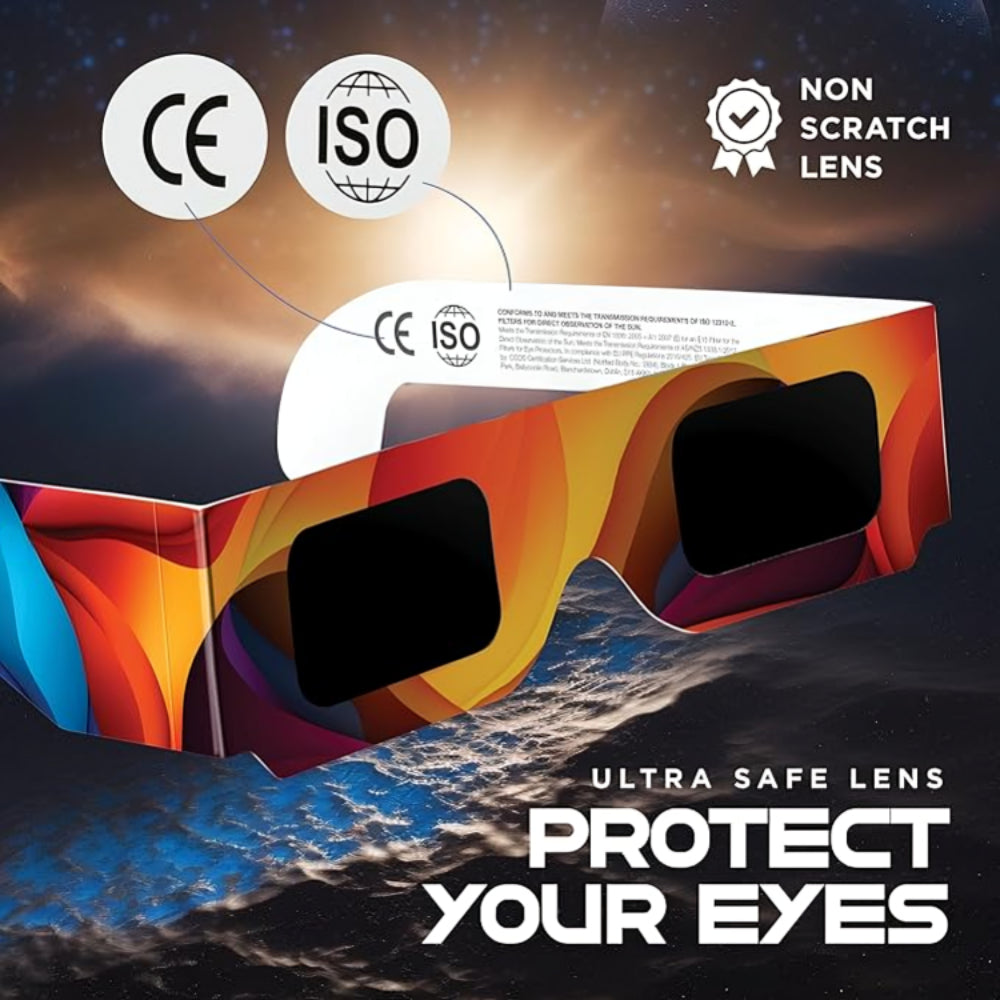 Solar Eclipse Glasses 2024 (20/50/100/1000 Pack) CE and ISO Certified Safe for Direct Sun Viewing