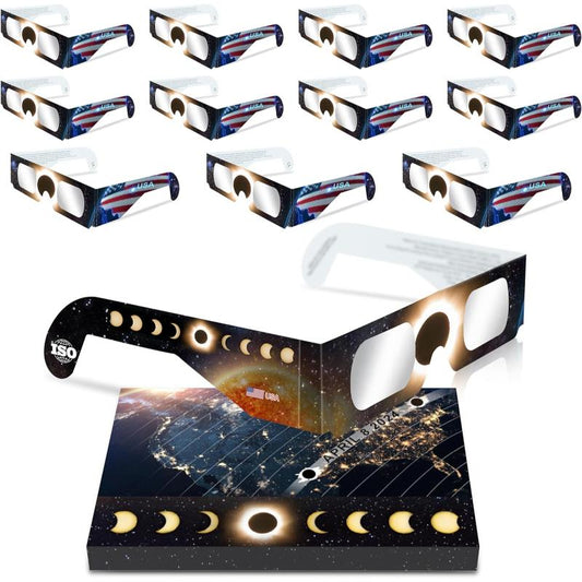 12 Pack CE and ISO 12312-2:2015(E) Standards Solar Eclipse Viewing Glasses Approved 2024